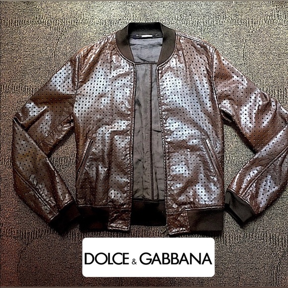 Dolce & Gabbana Other - DOLCE & GABBANA - Perforated Leather Bomber jacket Brown, Small